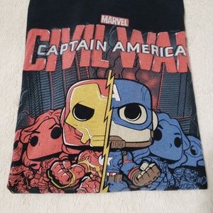 Funko Tops - Funko Pop! Civil War Iron Man Cap America Tee Funko Tops - Funko Pop! Civil War Iron Man Cap America Tee